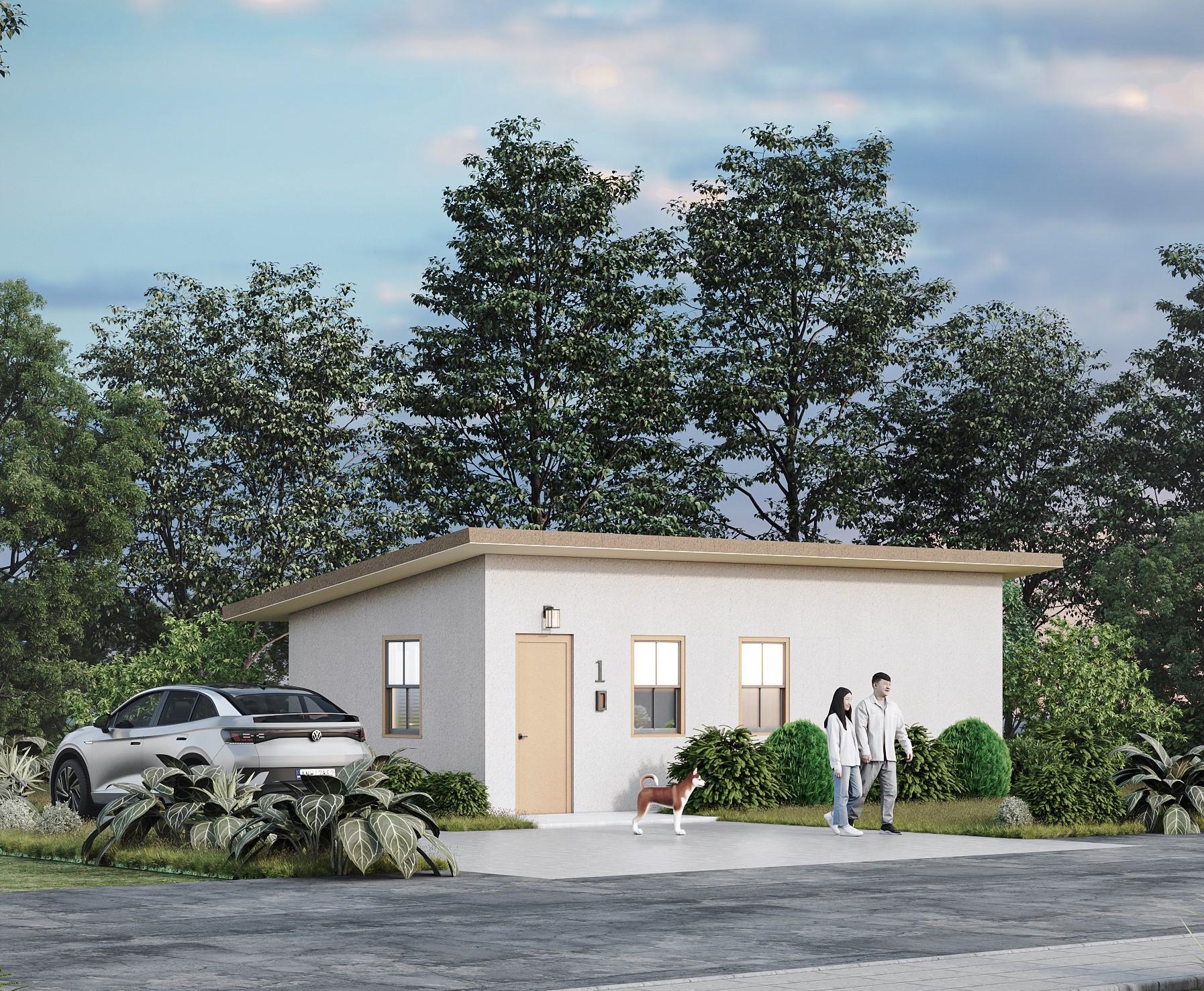 Small building option model studied against landscape and access