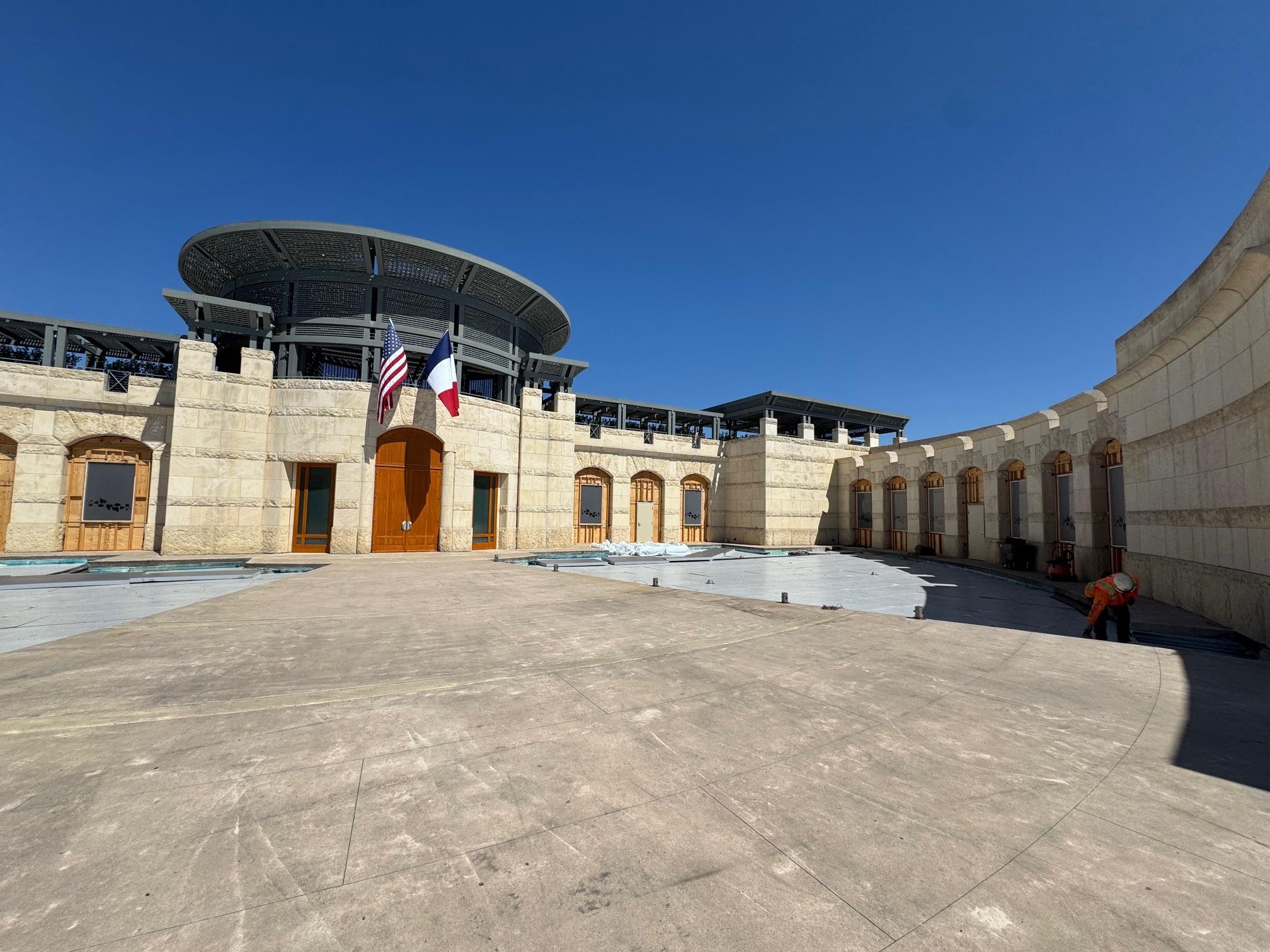 Stone cultural courtyard during the final stage of construction